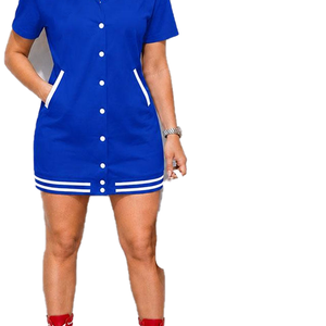 Premium ZPB Custom Logo Varsity <b>Dress</b> Short Sleeve Solid Button Straight Mini Shirt Wholesale Summer New Trending Sexy Casual - Product Image 3