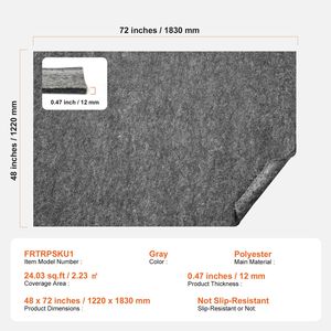 Tappetino Protettivo per Tappeti in Feltro di Poliestere a Doppia Superficie 2 X 8 (7,875 Pollici di Diametro Effettivo) Spessore 1/4 di Pollice, Antiscivolo - Product Image 4