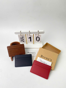ที่ใส่บัตรเครดิตหนังไมโครไฟเบอร์แบบบางเฉียบของ Beena ดีไซน์มินิมอล ขนาด 10.5x7.5 ซม. สีน้ำตาล สำหรับใส่บัตรธุรกิจ ไม่มีช่องใส่บัตร - Product Image 5