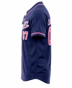 Claw Intl Navy <b>Baseball</b> Jersey Pink Trim Button Up Short Sleeve Sports Top Button up unisex <b>baseball</b> - Product Image 4