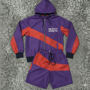ชุดเซ็ตเสื้อแจ็คเก็ตและกางเกงขาสั้น Rexfit Sports 2026 รุ่นสั่งทำพิเศษสำหรับผู้ชาย คุณภาพสูง ผลิตจากไนลอน น้ำหนักเบา ระบายอากาศได้ดี ขายส่ง - Product Image 1