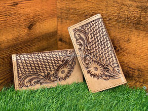 ใหม่Western DesignerจริงมือTooledแกะสลักหนังผู้ชายกระเป๋าสตางค์ยาวร้อนขายแฟชั่นสไตล์ผู้ถือเงินสดของขวัญสําหรับเขา - Product Image 5