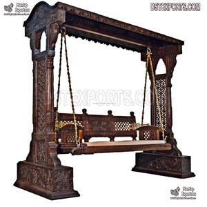 ชิงช้ามหาราชาอินเดียแบบพรีเมี่ยมสไตล์โมเดิร์นบ้านโบราณโบราณไม้สักไม้แกว่งซื้อเลย! สหราชอาณาจักร - Product Image 4