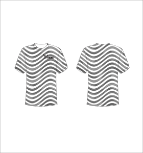 Camiseta Deportiva Ligera de Manga Corta Sublimada Personalizada con Patrón de Rayas Onduladas Abstractas en Gris y Blanco, Venta al Por Mayor - Product Image 1