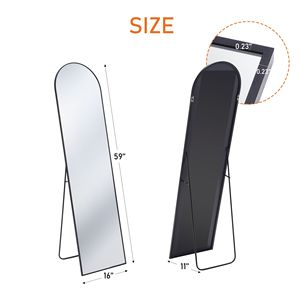 Specchio a Parete in Alluminio da 147x48 cm con Supporto, Specchio da Terra per Camera da Letto o Bagno, Uso Domestico - Product Image 2