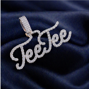 Trendy Rhodium 925 <b>Silver</b> Iced Cursive Script Personalized Name Fine Pendants <b>Necklace</b> Custom Letters Lab Grown Diamonds Charms - Product Image 5