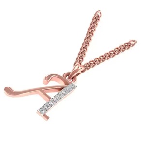 Rose Gold Letter A Pendant <b>Necklace</b> With Diamond Channel Setting Classic Everyday Wear Unisex Jewelry - Product Image 2