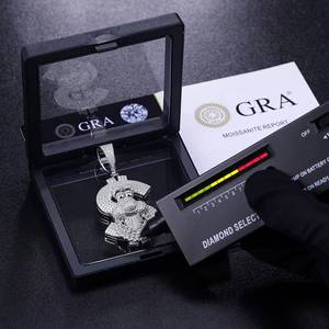 Collar Hip Hop para Hombre con Colgante de Signo de Dólar en Plata 925 y Moissanita, con Piedras Redondas de Corte Brillante, para Uso Diario - Product Image 3