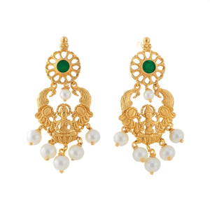 Laxmi 14K Gold Plated Oxidized Polish Freshwater Pearl Regular Length Stud Earrings for Wedding Party Gift - Product Image 2