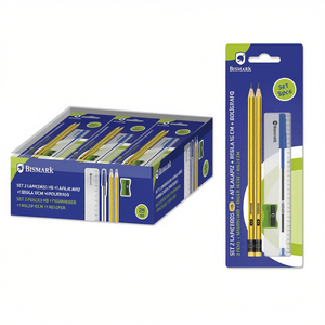 Set di matite Bismark 2 matite Hb Righello da 15 cm Affilacarte Penna a sfera Materiale scolastico - Product Image 2