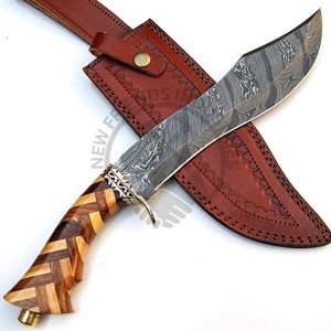 New Edition Handmade Fixed Blade Outdoor <b>Hunting</b> Knife Damascus Steel Bowie Knife w/Olive Rosewood Handle Survival Camping Knife - Product Image 2