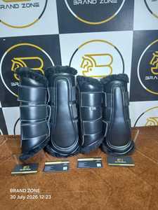 BRAND ZONE Bottes équestres en cuir verni pour chevaux, protections de tendons 8MM en néoprène et fausse fourrure, durables et confortables - Product Image 2