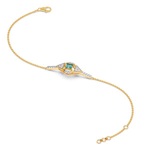 Bracelet carré en diamant Aqua avec cadre géométrique en or jaune et design latéral scintillant symétrique - Product Image 4