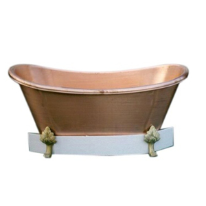 Bañera de cobre con acabado impecable para un baño elegante, con tonos cálidos y un toque artesanal tradicional. - Product Image 1