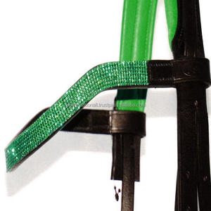 Productos de carreras ecuestres personalizados al por mayor, banda para la frente de caballo de cuero acolchada colorida con forma de onda y cristales pequeños brillantes - Product Image 5