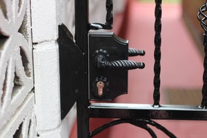 KHP Traditional Wrought Iron Security Garden Gate Manual <b>Swing</b> Exterior Entry Metal Door Finished Surface Decorative Floral - Product Image 6