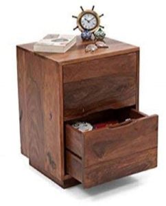Sheesham Wood <b>Bedside</b> Table with 2 Drawers <b>Storage</b> | Wooden Multipurpose Nightstand End Table Furniture for Living Room, Bedroom - Product Image 2