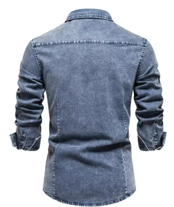 Plus Size <b>Men</b>’s Lightweight Jeans <b>Shirt</b> Easy Wear Casual Button Down Affordable 2024 Fashion Top - Product Image 4