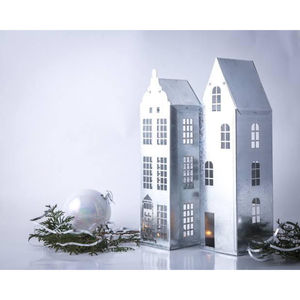 Portavelas de metal blanco estilo casa de campo, estilo vintage envejecido, linterna para velas de té, para decoración de mesa o colgante en el hogar. - Product Image 3