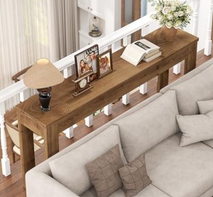 Mesa Consola de Madera Maciza de Roble, Diseño Rústico Moderno, Mueble para Sala de Estar, Entrada o Pasillo, Base con Patas Estables - Product Image 5