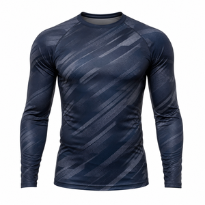 เสื้อรัดรูปแขนยาว OEM ระบายอากาศได้ดี ผลิตจากโพลีเอสเตอร์/สแปนเด็กซ์ 300 กรัม สำหรับกีฬา BJJ MMA No Gi  รับสกรีนลายตามสั่ง - Product Image 1