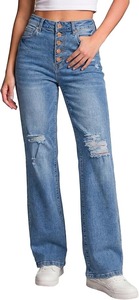 Women's <b>Boot</b> Cut Jeans Workwear Office Casual Weekend Daily Wear Cotton Vintage Knee-Length Light Wash - Product Image 6