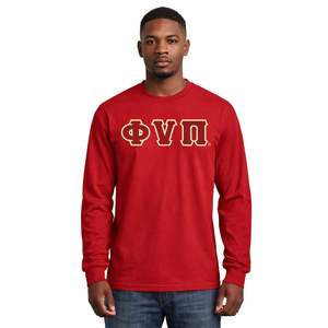 Maglietta a maniche lunghe Kappa Alpha Psi Old Skool Phi Nu Pi con 3 lettere, abbigliamento per fraternità greca Krimson con design vintage e comfort - Product Image 1