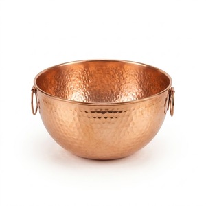 Tazón de mezcla de cobre puro martillado artesanal con asa de anillo, tazón profesional blanco para batir y tazón de repostería para cocina, venta al por mayor - Product Image 1