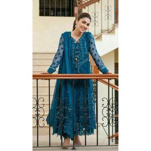 2021 dernier Style pakistanais indien robes de mariée Collection en mousseline de soie brodée fête porter vente chaude en soie de Viscose - Product Image 2