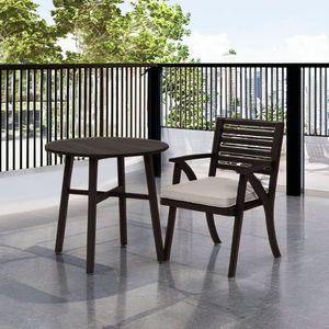 Mesa de teca para exteriores con tapa de vidrio templado, estilo mediterráneo, estructura de madera resistente para uso en patio. - Product Image 6