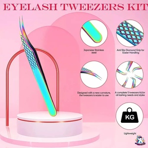 Ensemble de pinces à cils en acier inoxydable Ryzer Studio, 1 pièce, pointe incurvée et pointue, outils de beauté pour extensions de cils, maquillage et outils - Product Image 4