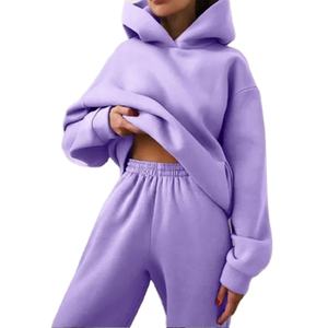 Survêtement Femme Ensemble deux pièces Hiver Chaud Hoodies + Pantalon Pullovers Sweatshirts Femme Jogging Femme Vêtements Sports Suit Outfits - Product Image 5