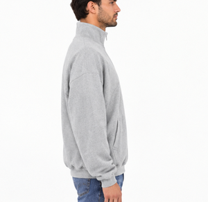 Sudadera corta de algodón transpirable con cremallera de un cuarto y lavado enzimático personalizado para hombre, ideal para fitness, gimnasio y entrenamiento. - Product Image 2