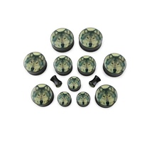 Joyería de perforación para niños con logotipo personalizable, de acrílico, tipo túnel, expansor de oreja en forma de doble cuerno, tapón de oreja y expansor de perforación