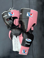 Conjunto de Boxeo Azul Personalizable de Alta Calidad, Cuero Vacuno Genuino, Cierre con Cordones, Guantes de Artes Marciales con Muñequera Ajustable