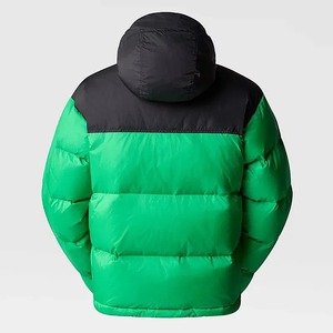 Blouson matelassé à capuche vert et noir pour homme, coupe-vent, fermeture éclair, rembourrage en duvet, coupe décontractée, hiver, personnalisable avec logo - Product Image 6