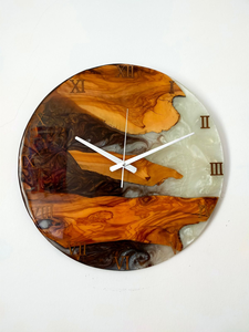 Horloge murale personnalisée en bois et résine époxy, décoration murale artistique préservée - Product Image 5