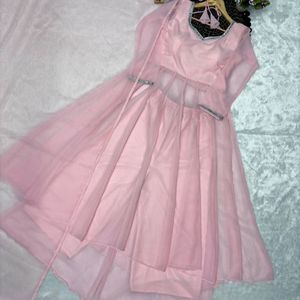 Ensemble de robe de soirée de créateur en georgette lourde avec dentelle miroir véritable, palazzo et dupatta cousus, prêt-à-porter, tenue ethnique pour femme - Product Image 4