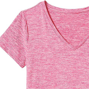 Women's Space Dye V-Neck Athletic T-Shirt Moisture-Wicking Short Sleeve Gym Yoga Workout <b>Top</b> Wholesale OEM Multi-Color - Product Image 5
