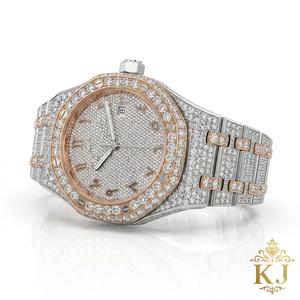Montre élégante en acier inoxydable avec quartz moissanite, cadran et bracelet en verre, style hip-hop, entièrement sertie de pierres, maximum de brillance, attrait urbain - Product Image 2