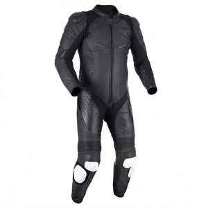 Traje de Motociclista de Cuero Negro, Diseño OEM/ODM, Nuevo y Moderno, Personalizado, al por Mayor, Hecho de Cuero Genuino - Product Image 1