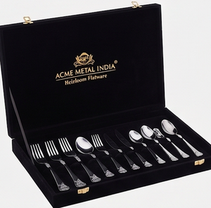 Juego de cubiertos ACME METAL INDIA Premium Rose Collection, elegante vajilla metálica con acabado de alto brillo, resistente al óxido y apto para bodas. - Product Image 4
