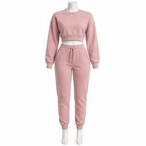 Conjunto de Pantalones Casuales de Manga Larga y Color Sólido, Transpirable, 100% Algodón, Corte Regular, Chándal Rojo con Capucha para Mujer de Alta Calidad - Product Image 3