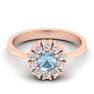 REYES Luxurious 925 Sterling Silver Round Cut Aquamarine Gemstone Daily Wear <b>Ring</b> For Women GRA Certified Moissanite Jewelry - Product Image 5