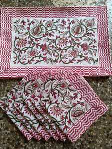 Handcrafted Block Printed Table Mat And <b>Napkin</b> Set Artisan Cotton Dining <b>Linen</b> Wholesale - Product Image 5
