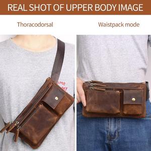 กระเป๋าคาดเอวหนังสีน้ำตาลสำหรับผู้ชาย กระเป๋าคาดเอววินเทจ กระเป๋าคาดเข็มขัด กระเป๋าเดินทาง กระเป๋าสะพายข้าง กระเป๋าใส่โทรศัพท์ กระเป๋าใส่เงิน - Product Image 6