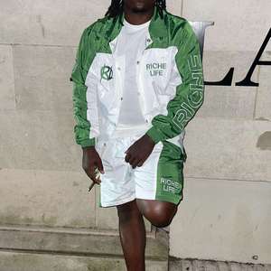 Riche Life Men's Green <b>White</b> Solid Tracksuit Set Full <b>Sleeve</b> Button Jacket Shorts Streetwear Summer Outfit Breathable Quick Dry - Product Image 1