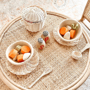 Ensemble de jouets de cuisine tendance pour enfants, jeu d'imitation, poêle en rotin avec spatule, jouets de cuisine pour bébés et tout-petits - Product Image 4