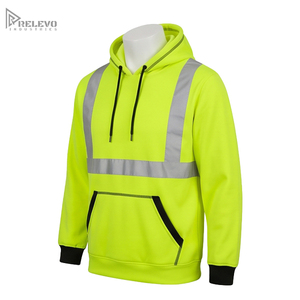 Sweat-shirt de sécurité haute visibilité personnalisé, imperméable, ANSI Classe 3, jaune fluo, doublure polaire, bande réfléchissante, poche kangourou - Product Image 2
