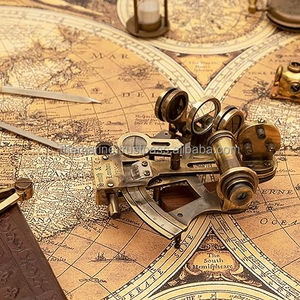 Aspecto antiguo Smith & Co. London Brass 4,5 pulgadas Sextante náutico con caja de madera para navegación y artículo de regalo de propósito astronómico - Product Image 6